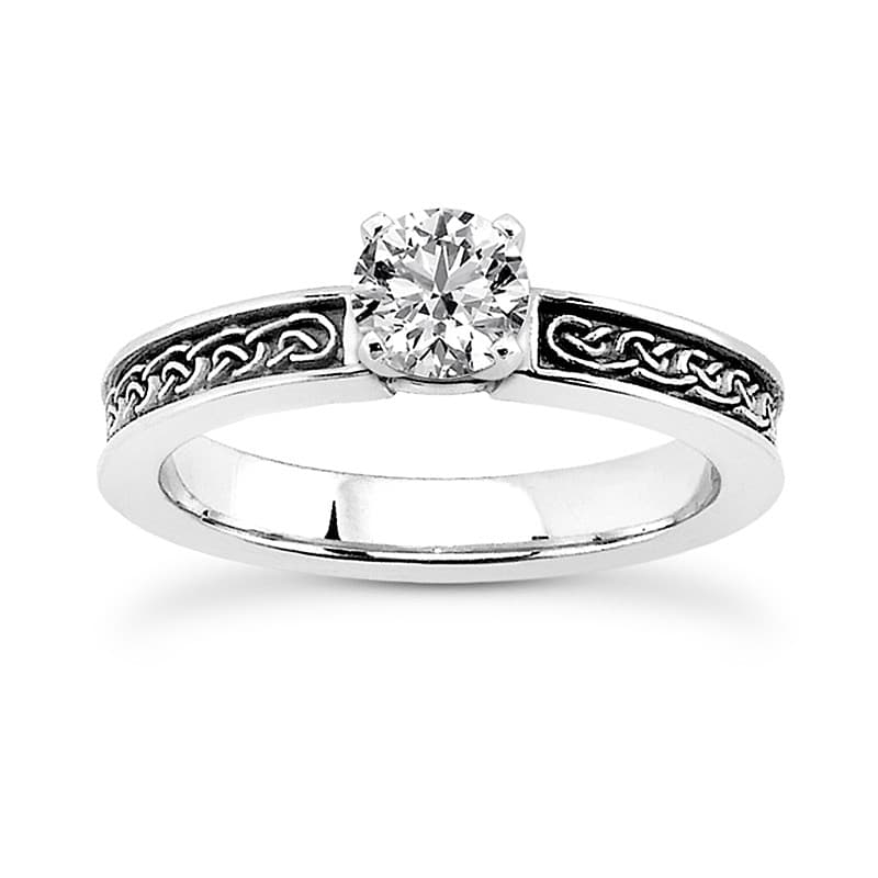 Ladies 14KT White Gold Platinum Solitaire Engagement Set ENS3623-A