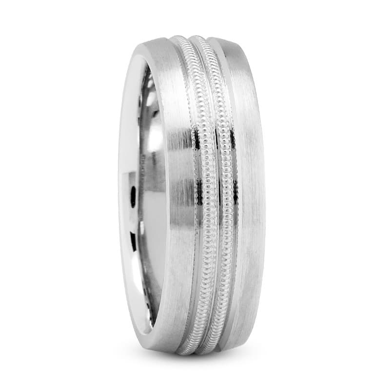Mens 14KT White Gold Platinum Traditional Wedding Band M447
