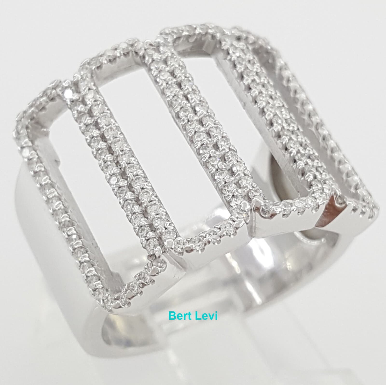 Diamond Open Work Pave Statement Ring 0.7 ct 14k White Gold 17mm Retail $3k