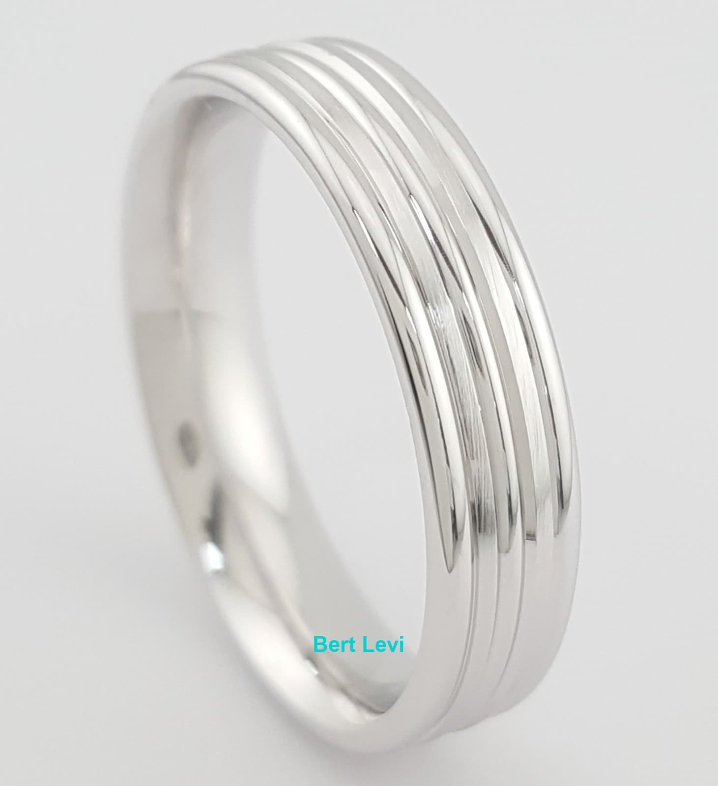 Benchmark 14K White Gold Comfort Fit Wedding Band 4.5mm Size 6.5