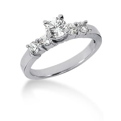 Ladies 14KT White Gold Platinum Fancy Engagement Set ENS566-A