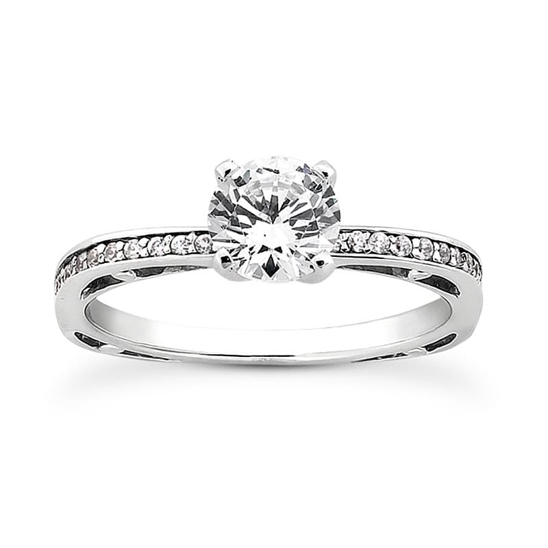 Ladies White Gold Platinum Round Diamond Tailored Engagement Set ENS3035-A-5