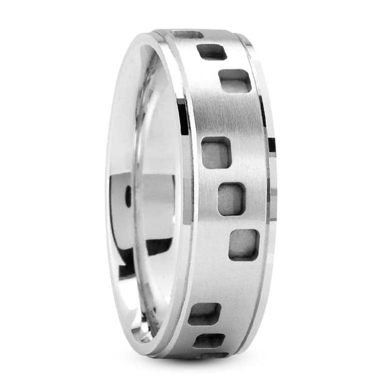 Mens 14KT White Gold Platinum Traditional Wedding Band M438