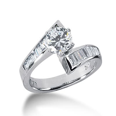 Ladies 14KT White Gold Platinum Fancy Engagement Ring ENR1743