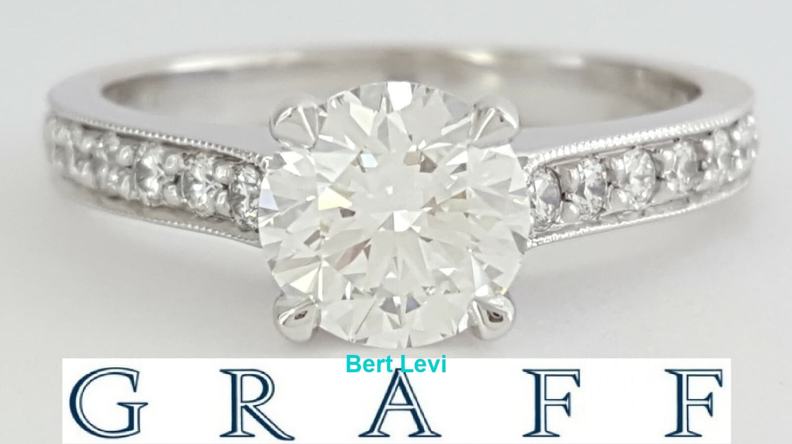 GRAFF Round Cut Diamond 1.22 ct 18k & Platinum Engagement Ring GIA G/VVS2 3EX