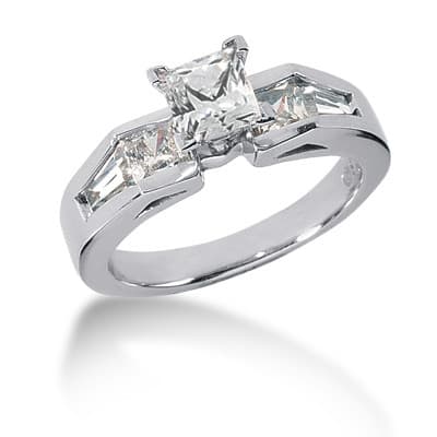 Ladies 14KT White Gold Platinum Fancy Engagement Set ENS699-A