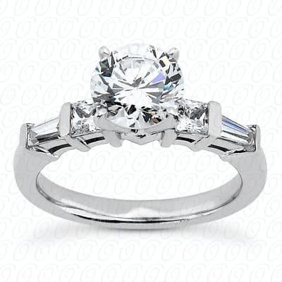 Ladies 14KT White Gold Platinum Tailored Engagement Set ENS773-A