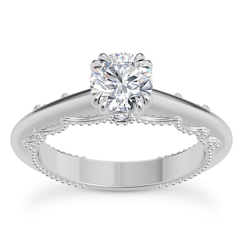 Ladies 14KT White Gold Platinum Fancy Engagement Ring ENR9783-1