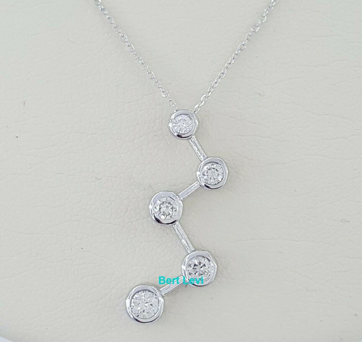 0.5 ct 14K White Gold Round Brilliant Cut Diamond Journey Pendant / Necklace 18"
