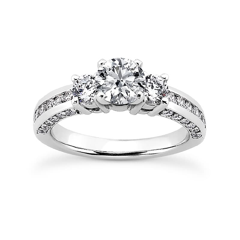 Ladies 14KT White Gold Platinum Fancy Engagement Set ENS1091-A