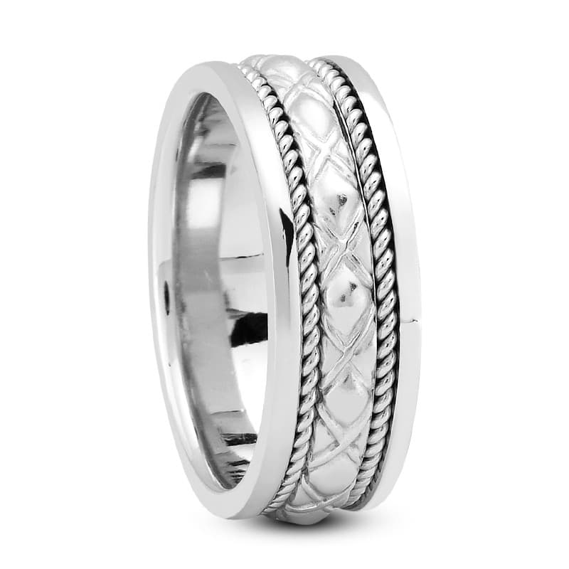 Ladies 14KT White Gold Platinum Traditional Wedding Band HM236