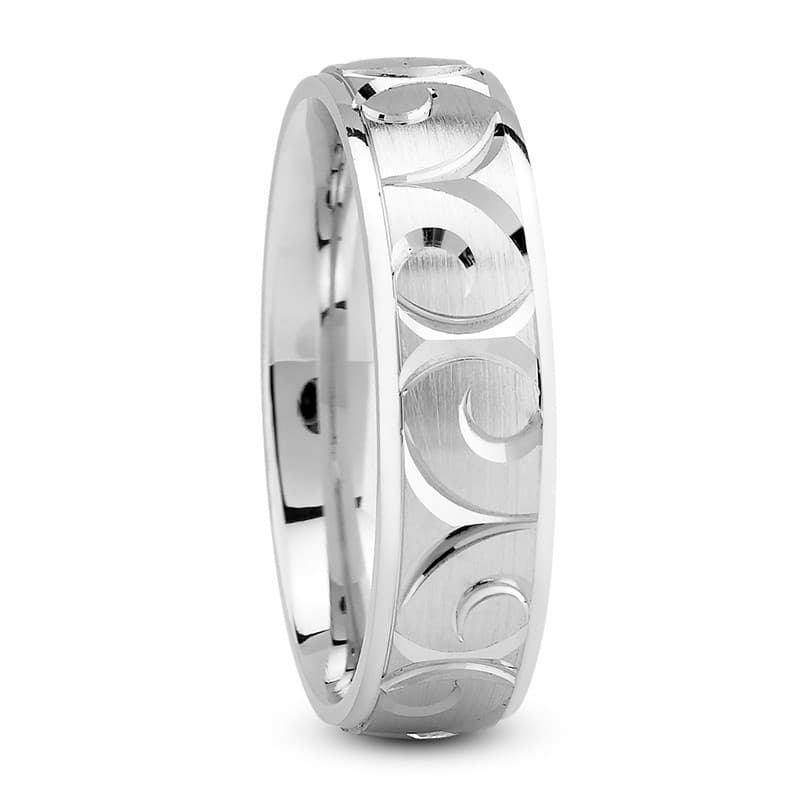 Mens 14KT White Gold Platinum Traditional Wedding Band M530