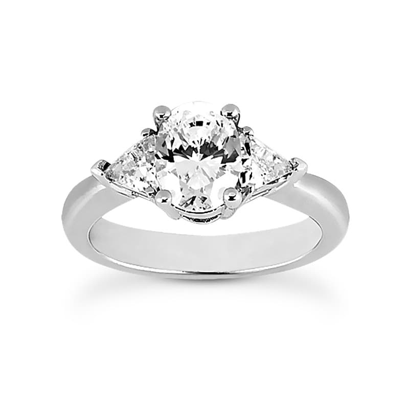 Ladies 14KT White Gold Platinum Three Stones Engagement Set ENS1388-A