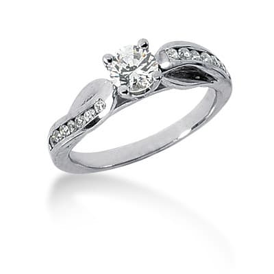Ladies 14KT White Gold Platinum Fancy Engagement Set ENS505-A