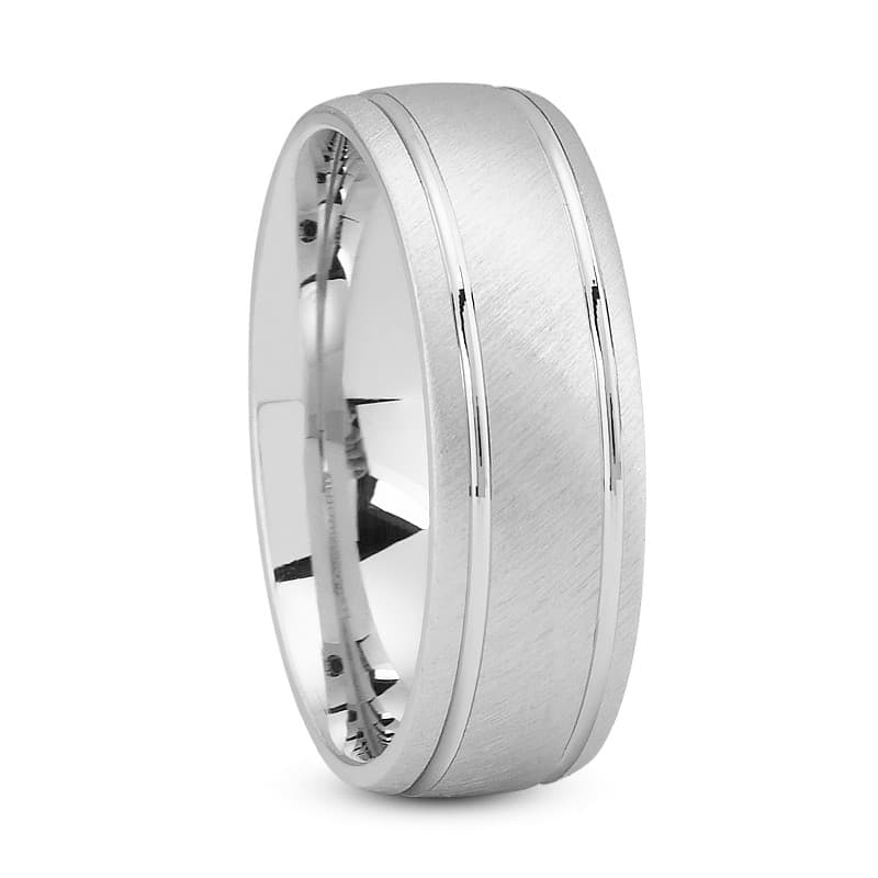 Mens 14KT White Gold Platinum Traditional Wedding Band M550
