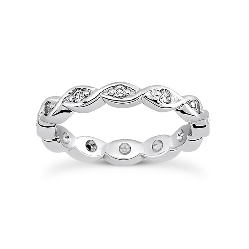Ladies 14KT White Gold Platinum Eternity Wedding Band EWB345-4