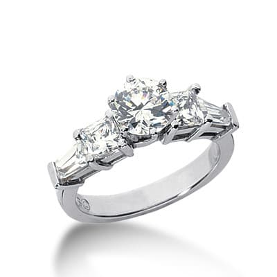 Ladies 14KT White Gold Platinum Fancy Engagement Ring ENR2498