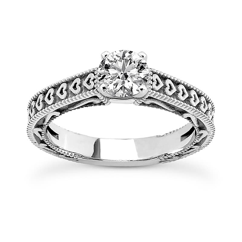 Ladies 14KT White Gold Platinum Solitaire Engagement Set ENS3612-A