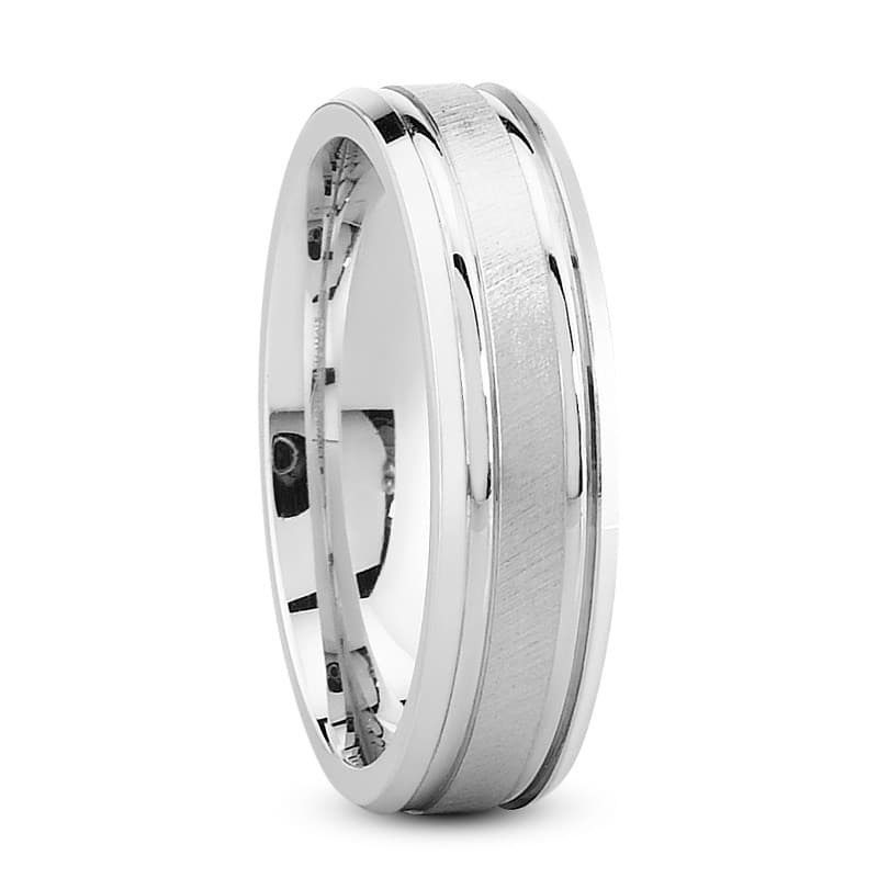 Mens 14KT White Gold Platinum Traditional Wedding Band M331