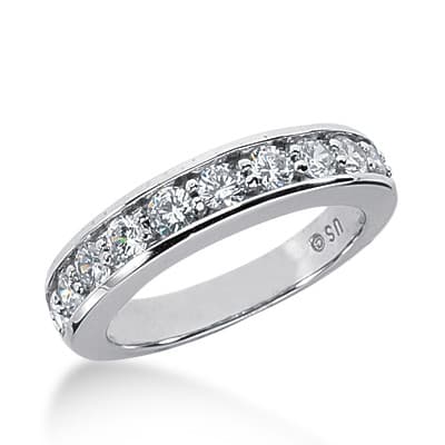Ladies 14KT White Gold Platinum Round Diamond Wedding Band WB2426