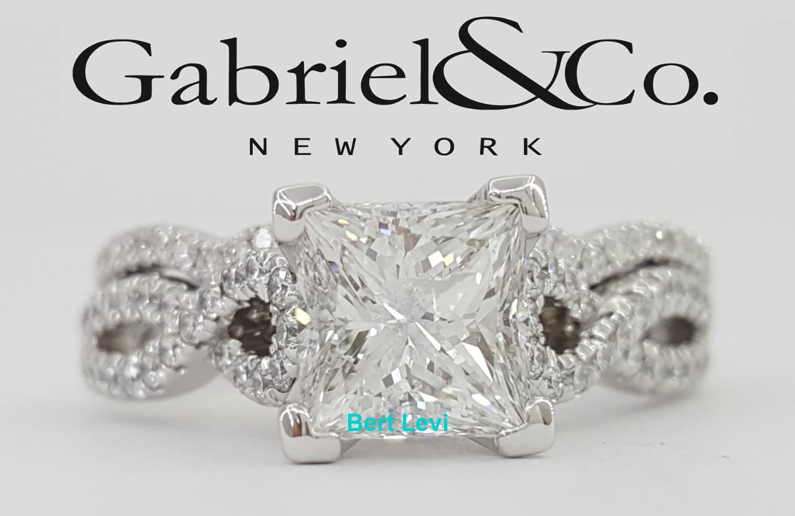 Gabriel & Co. Kayla 2.02 ct Princess Cut Diamond Engagement Ring 14k Rtl $14.2K