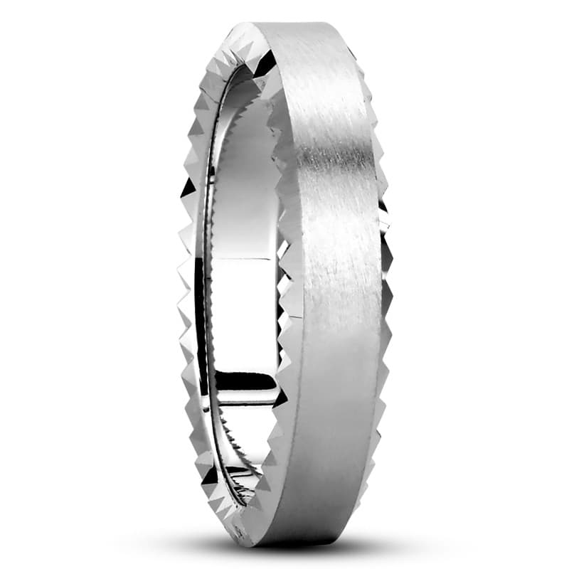 Mens 14KT White Gold Platinum Traditional Wedding Band M8001