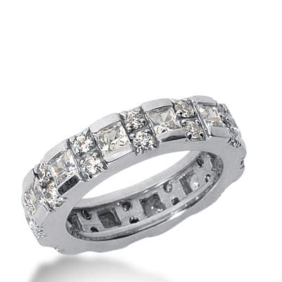 Ladies 14KT White Gold Platinum Eternity Wedding Band EWB188-4