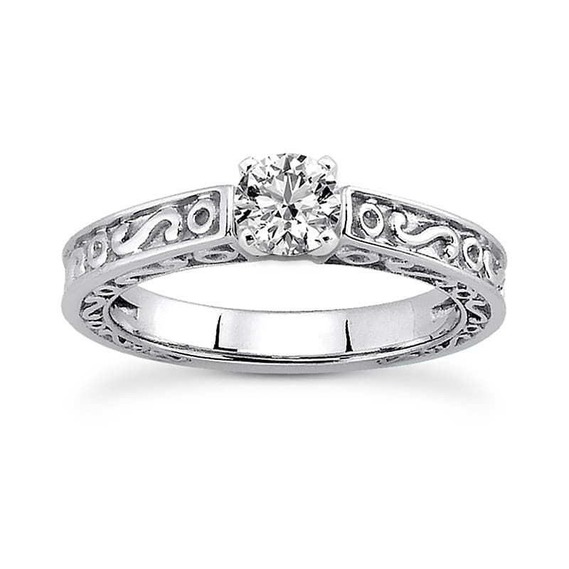 Ladies 14KT White Gold Platinum Solitaire Engagement Set ENS3562-A