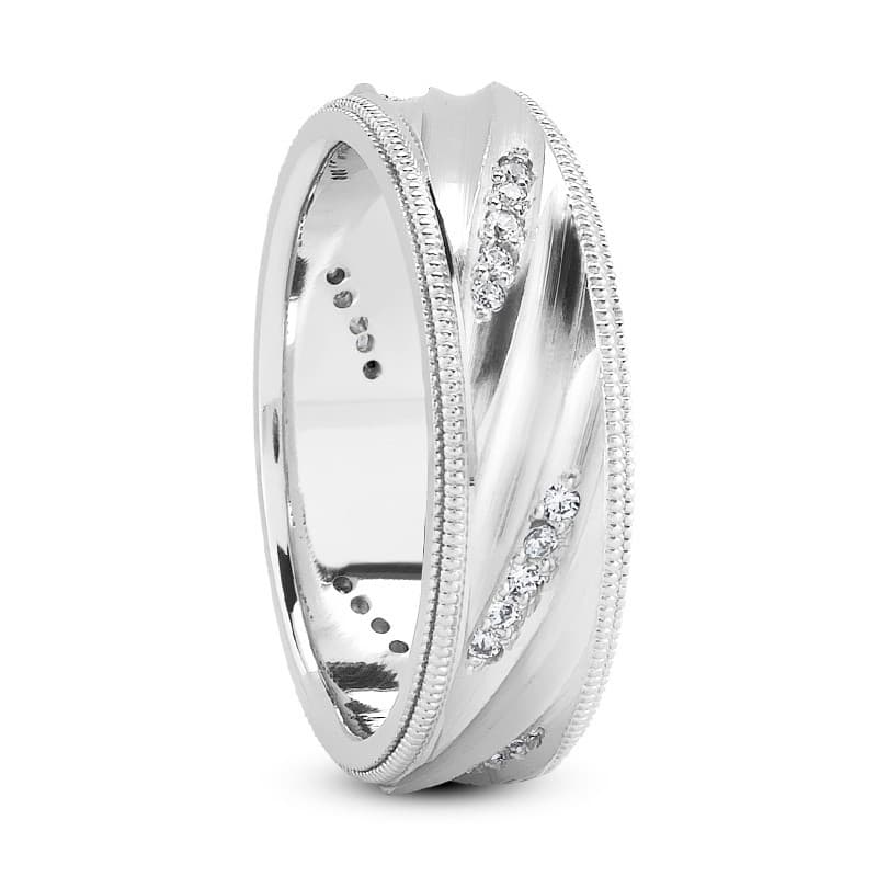 Ladies 14KT White Gold Platinum Traditional Wedding Band DB1060-RD