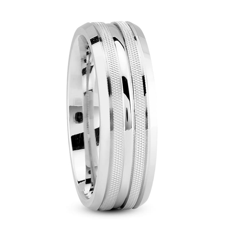 Mens 14KT White Gold Platinum Traditional Wedding Band M777