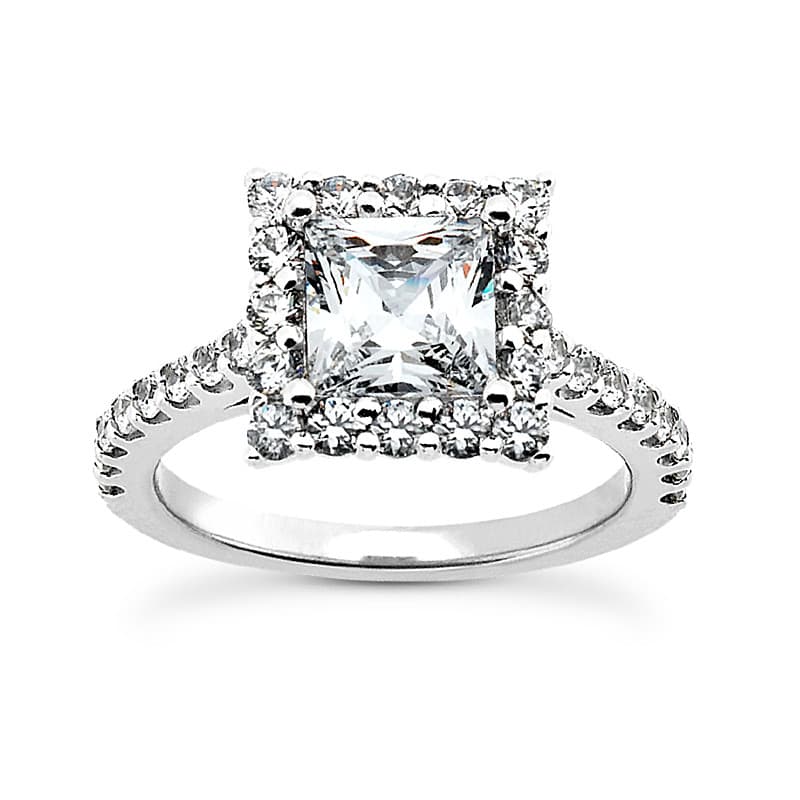 Ladies 14KT White Gold Platinum Princess Diamond Engagement Sets ENS1963-A
