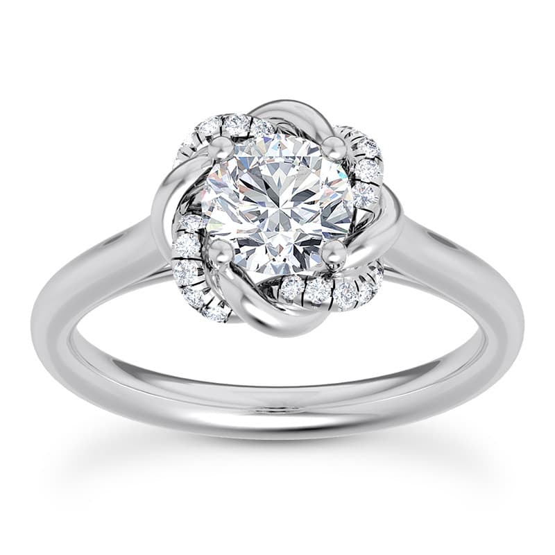 Ladies 14KT White Gold Platinum Round Diamond Halo Engagement Ring ENR9780-1