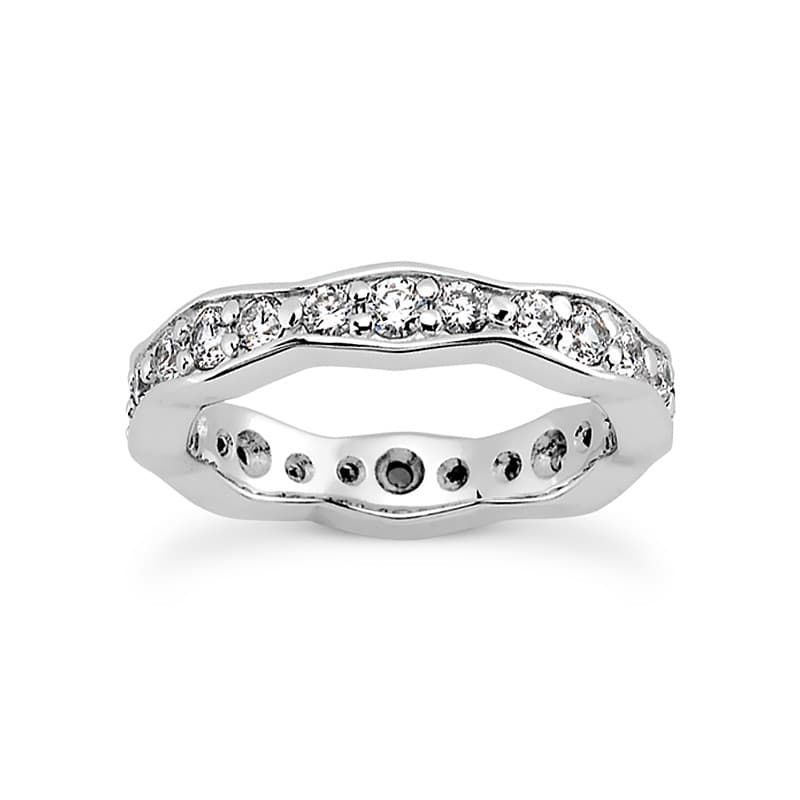 Ladies 14KT White Gold Platinum Eternity Wedding Band EWB380-4