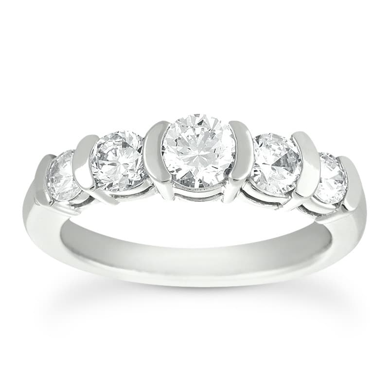 Ladies 14KT White Gold Platinum Round Diamond Wedding Band WB1878