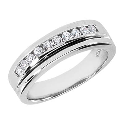 Mens 14KT White Gold Platinum Wedding Band MR1173