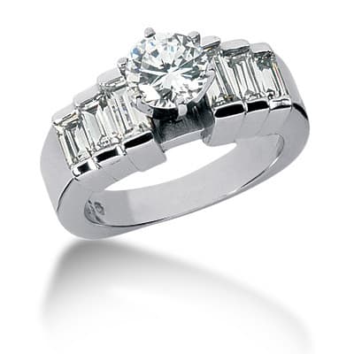 Ladies 14KT White Gold Platinum Fancy Engagement Set ENS678-A