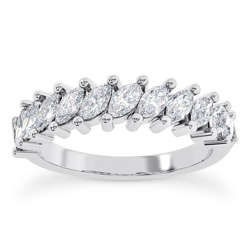 Ladies 14KT White Gold Platinum Diamond Wedding Band WB5416