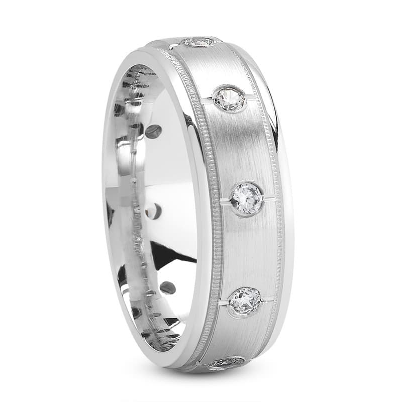 Ladies 14KT White Gold Platinum Traditional Wedding Band DB1111-RD