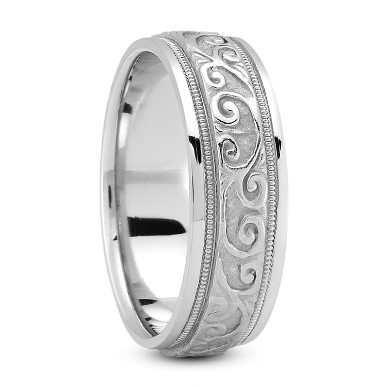 Ladies 14KT White Gold Platinum Traditional Wedding Band HM302
