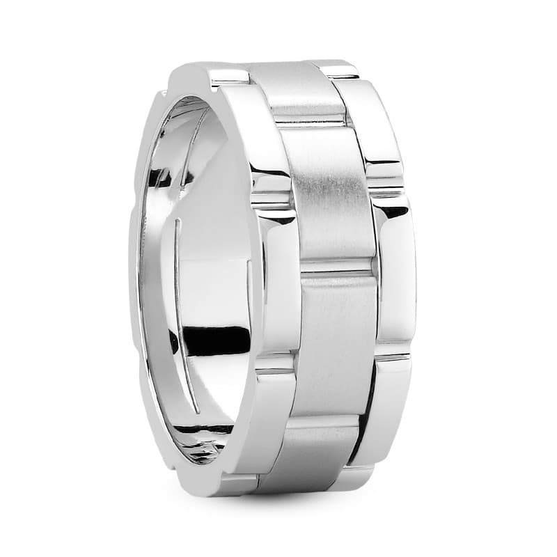 Mens 14KT White Gold Platinum Traditional Wedding Band M179