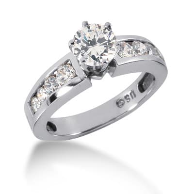 Ladies 14KT White Gold Platinum Fancy Engagement Set ENS599-A