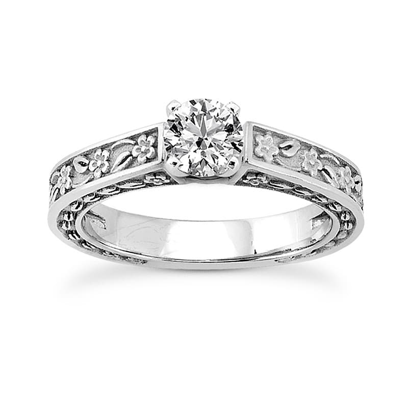 Ladies 14KT White Gold Platinum Solitaire Engagement Set ENS3539-A