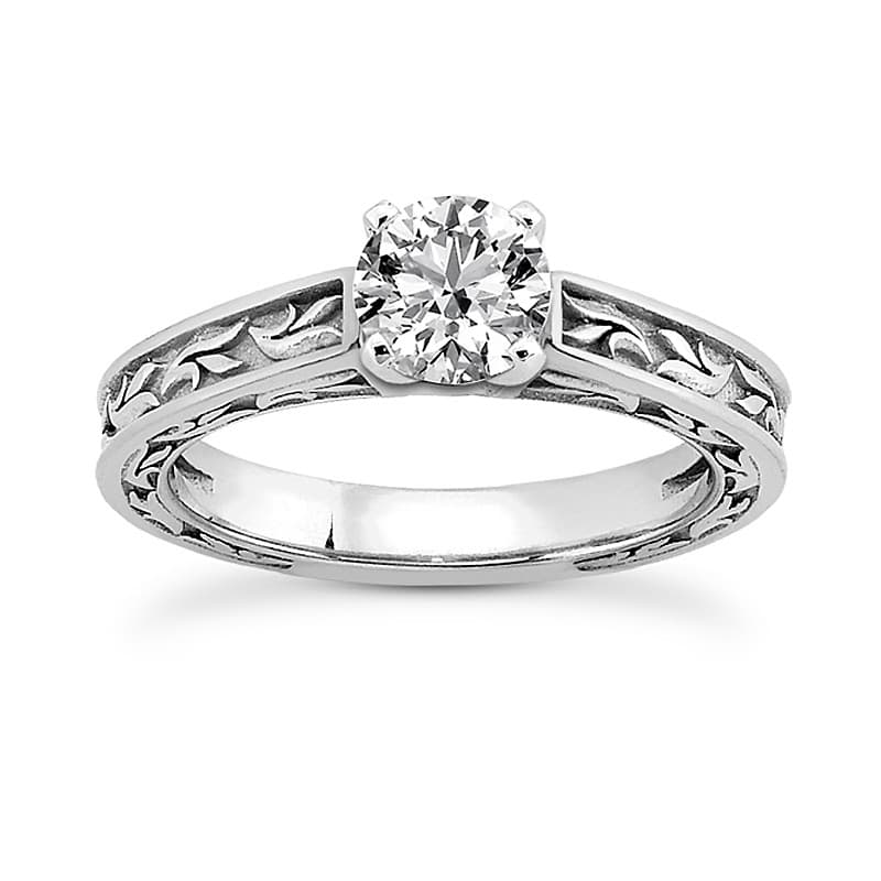 Ladies 14KT White Gold Platinum Solitaire Engagement Set ENS3636-A