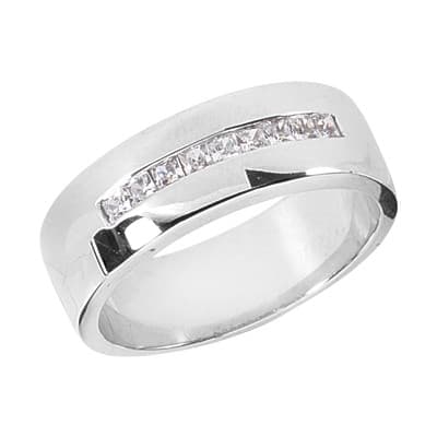 Mens 14KT White Gold Platinum Wedding Band MR1097