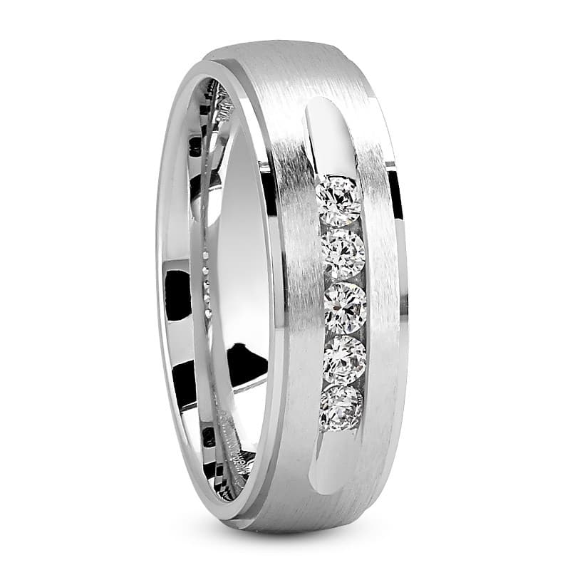 Mens 14KT White Gold Platinum Traditional Wedding Band MC102-4-RD