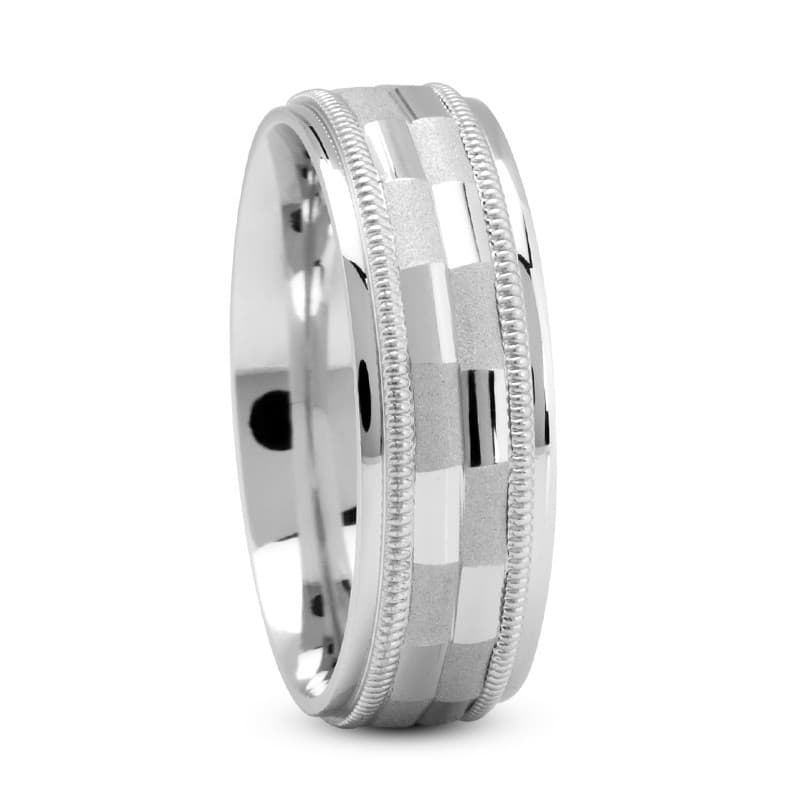 Mens 14KT White Gold Platinum Traditional Wedding Band m1088