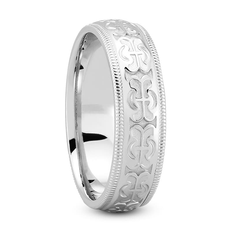 Mens 14KT White Gold Platinum Traditional Wedding Band M628