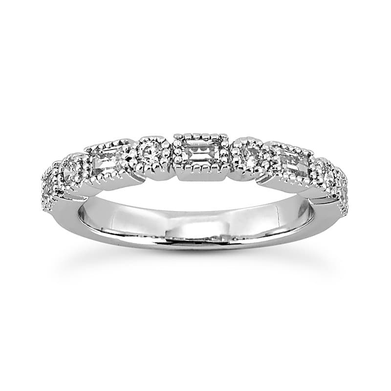 Ladies 14KT White Gold Platinum Diamond Wedding Band WB5071