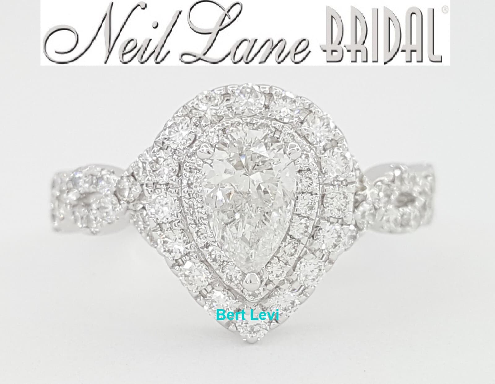 Neil Lane Pear Diamond Halo Crossover Engagement Ring 1.14 ct 14k Rtl $4.3k