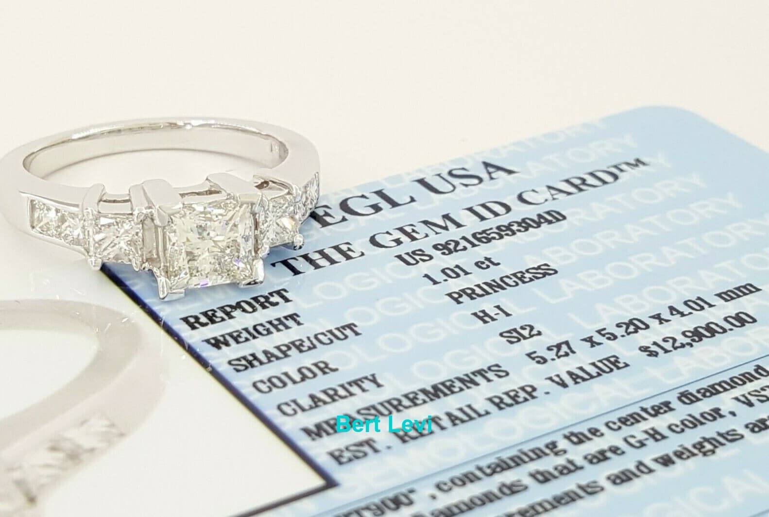 Platinum Three 3 Stone Princess Cut Diamond Engagement Ring 1.76 ct Rtl $12,900